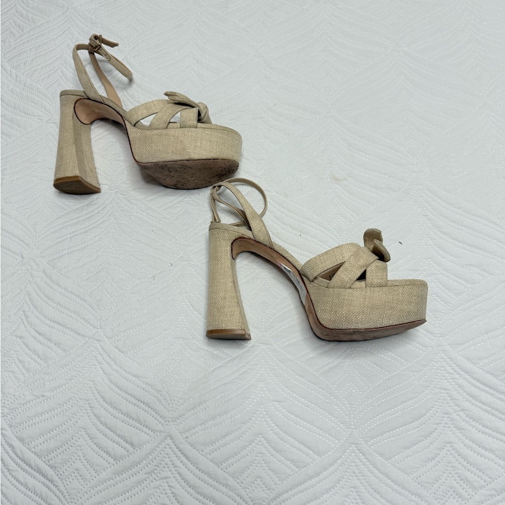 Antonio Melani Bindi Women’s Raffia Bow Platform Chunky Heels. Size 8.5 - Picture 4 of 8